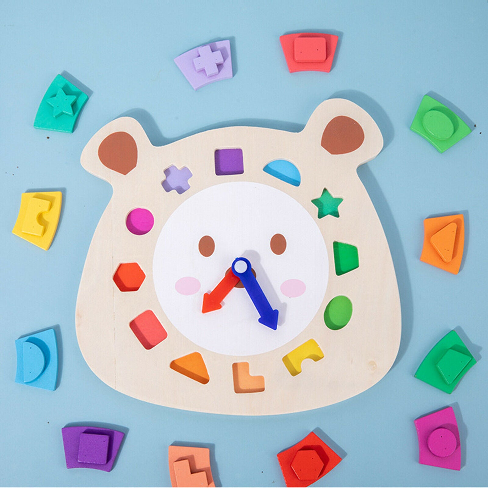 Montessori Wooden Jigsaw Clock Puzzle Toys Thinking Baby Early Shape Sorting