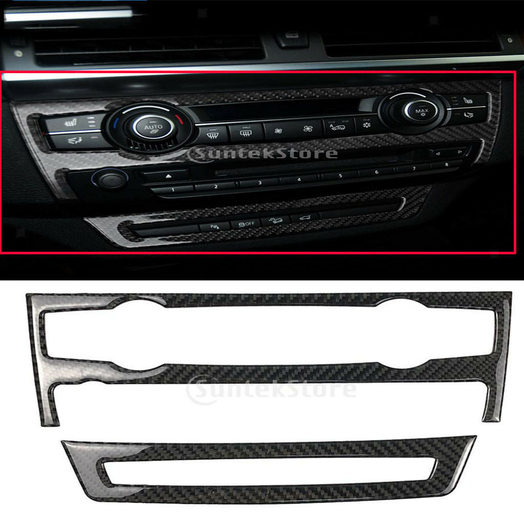 2x Carbon Fiber Control Panel Interior Trim For BMW e70 e71 X5 X6 2008-2013