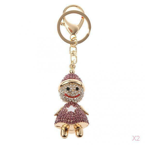 Fashion Rhinestone Cartoon Snowman Shape Keychain Key  Bag Charm Purple