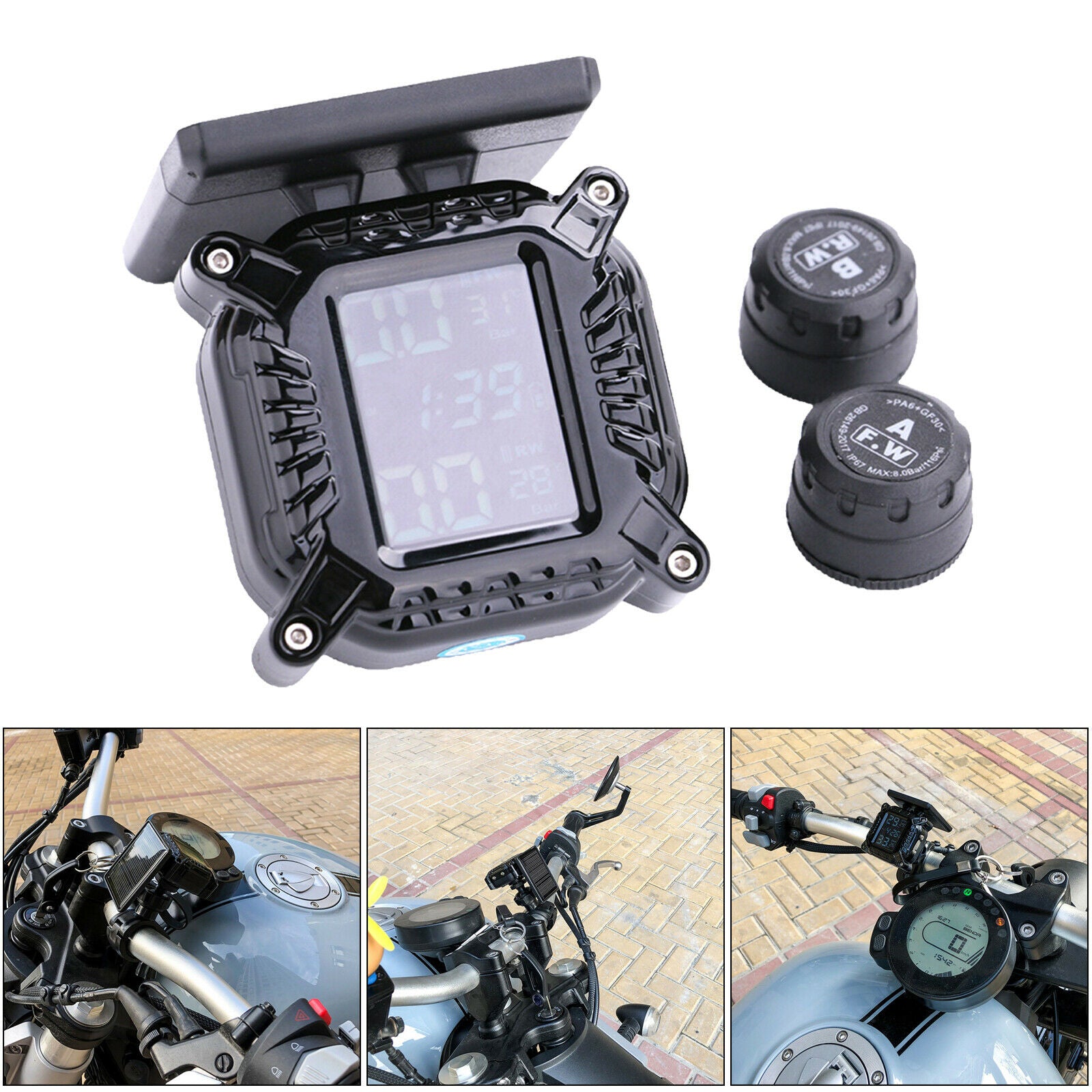Solar Charging Scooter Motorcycle Tyre Pressure Monitoring System LCD Screen