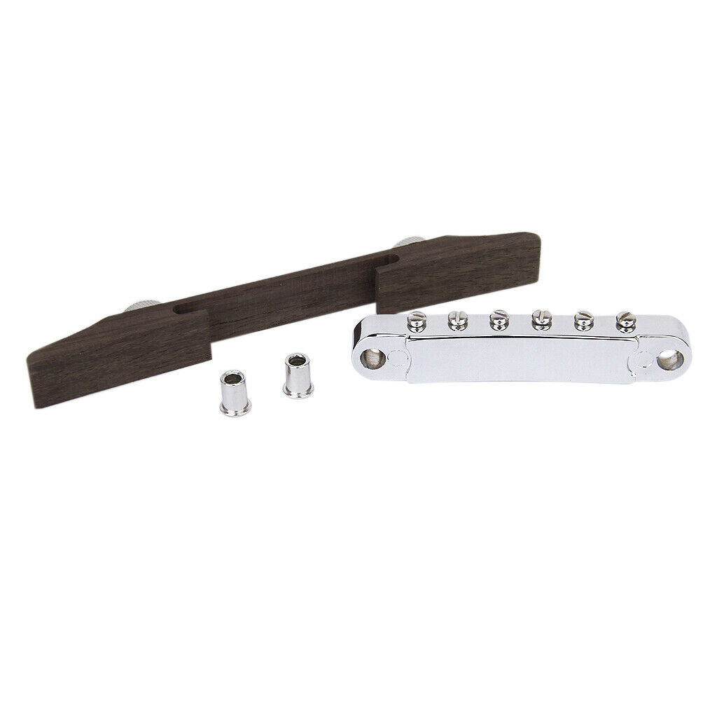 Archtop Rosewood Bridge with Chrome Plated Saddles Luthier Jazz Guitar Part