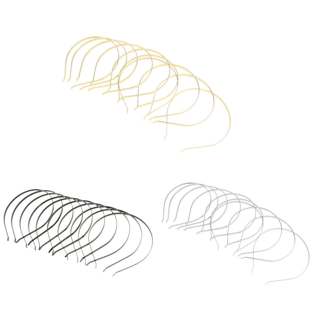 10x Bulk Blank Metal Headbands for Craft DIY Alice Hair Band Frame Hair Hoop