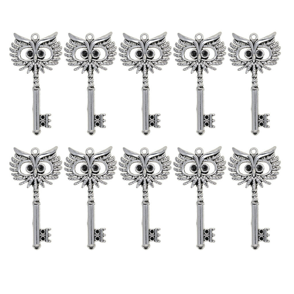 10pcs Owl Key Shape Charms Pendants Findings for DIY Necklace Jewelry Making