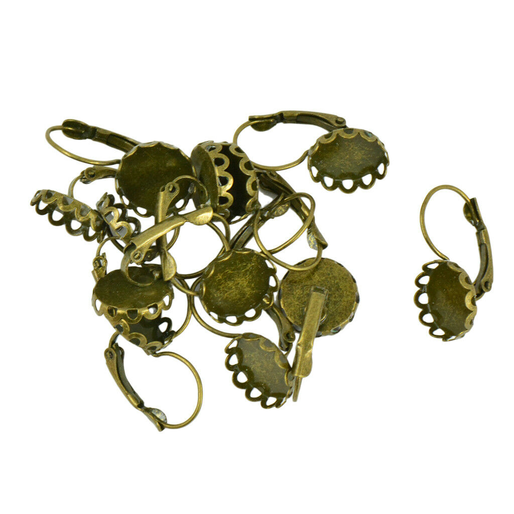 24 Pcs Round Blank Bezel French Leverback Earring Hook fit 12mm Cabochon