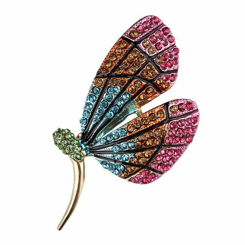 Retro Rhinestone Butterfly Insect Brooch Lapel Scarf Pin Women Luxury Jew.l8