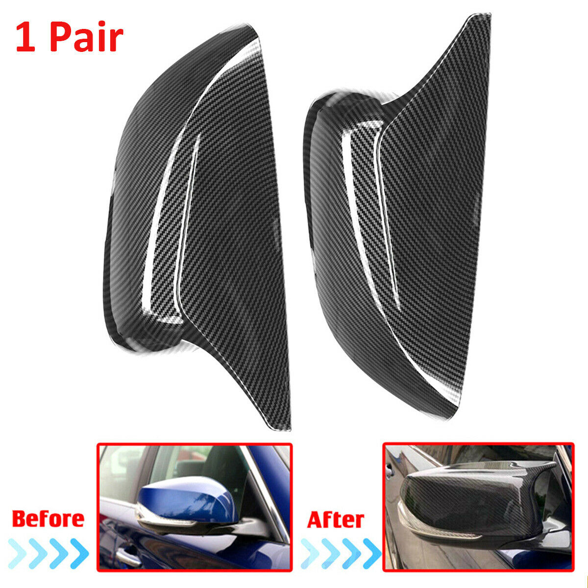 2 × L&R Direct Add-On M-Style Rear View Mirror Cap Cover For Infiniti QX30 14-21