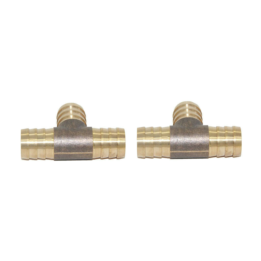 2-Piece Barbed Brass T Piece 3 Ways Tee Hose Fuel Hose Joiner Adapter 19mm