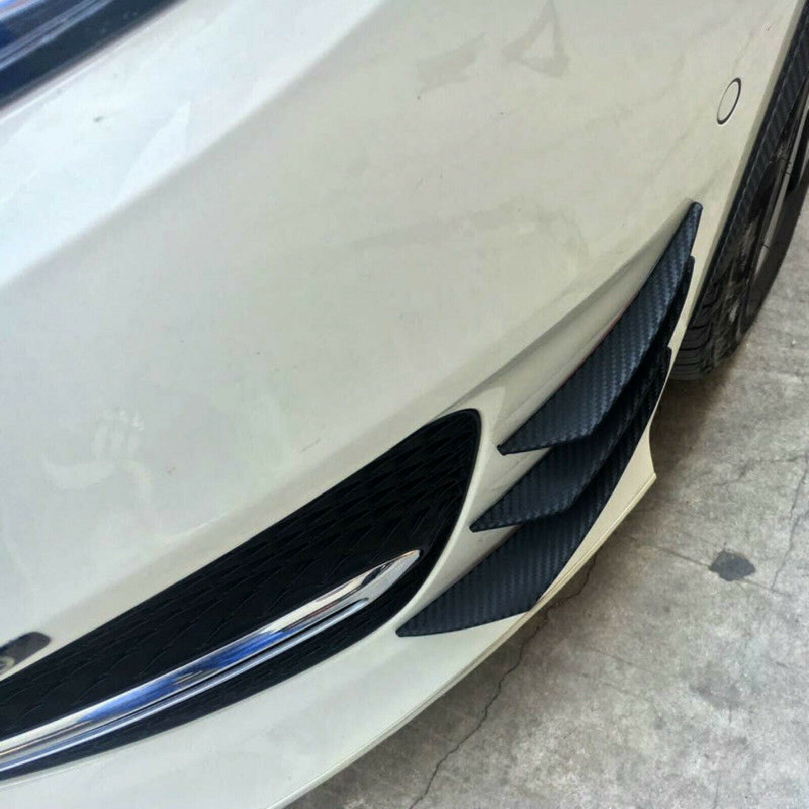 6pcs Car Front Bumper Lip Splitter Canards Carbon Fiber Spoiler Fins Refit Black