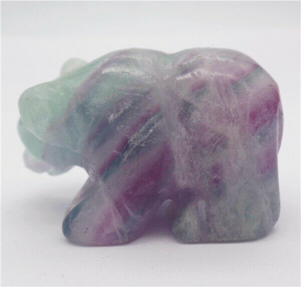 46x29x26mm Natural Fluorite Carved Bear Decoration Statue Home Decor Gift HH7734