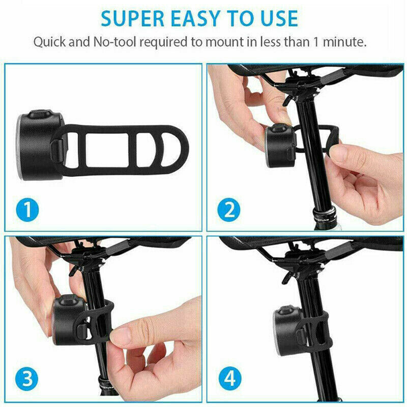 LED Bike Bicycle Front + Rear Lights USB Rechargeable Waterproof Cycling Camp