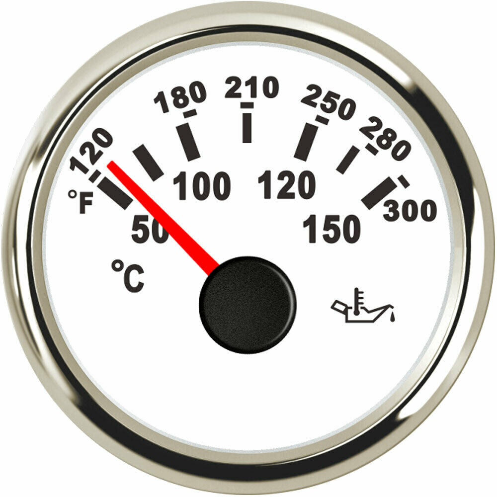 52MM White Oil Temp Gauges,50-150â„ƒ,361-19ohm,9-32V, For Car Truck Motorcycle