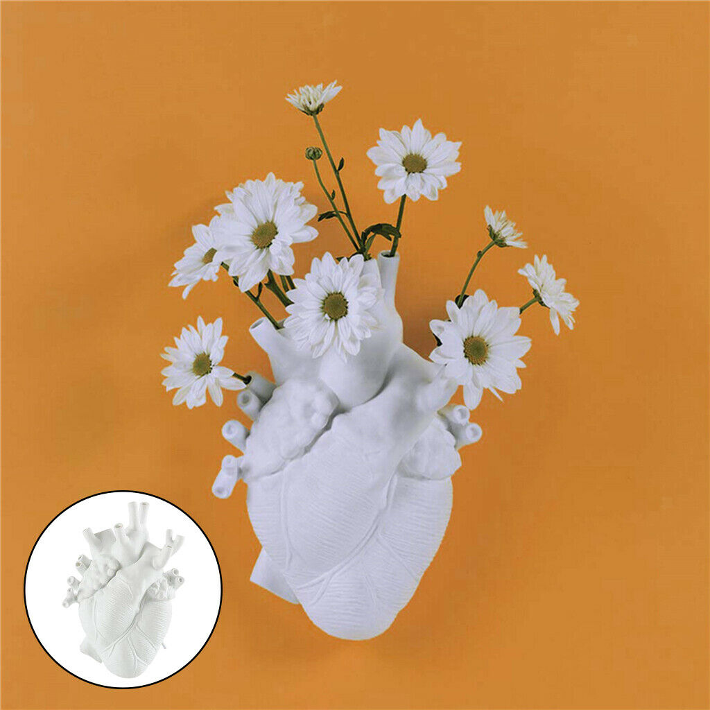 Anatomical Heart Shape Vase Flower Pot Statue Ornament Art Home Decoration