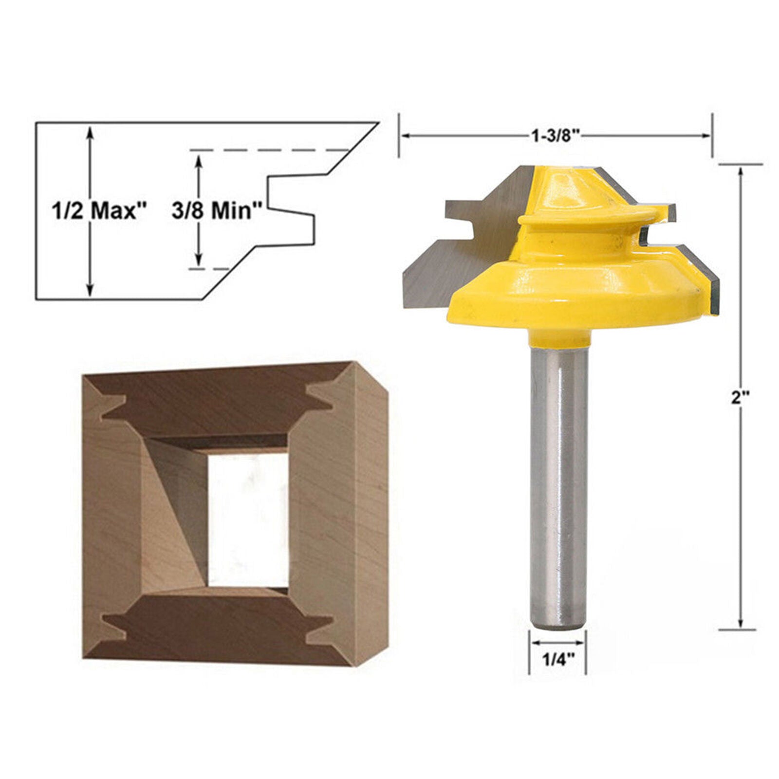 1/4"Woodworking Plywood Router Bit High-End 45-Degree Mortise Cutter