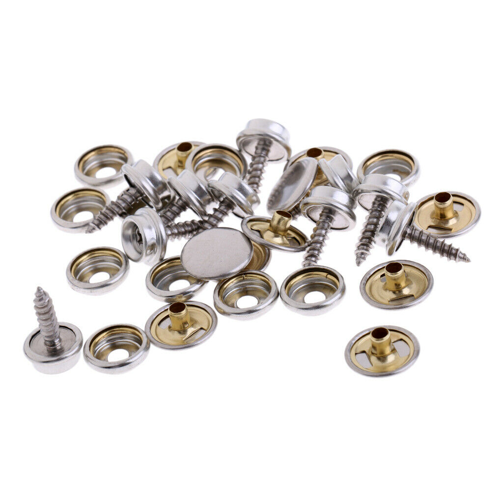 10Pcs Stainless Boat Cover/Canopy Fittings Snap Fastener Screw Stud Sockets