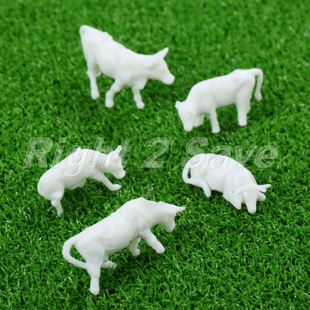 100Pcs UnPainted White Plastic Mixed Sizes Poses Farm Animals Cows Scale 1:87