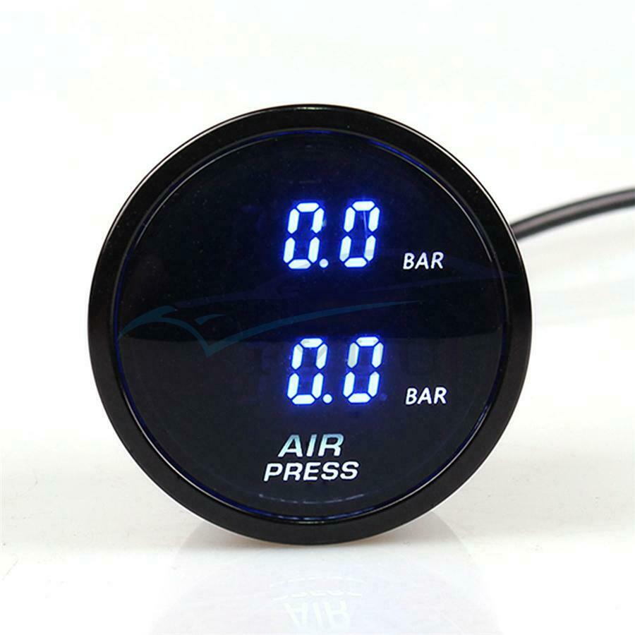 52mm Dual Air Pressure Gauge Blue LED suspension Air ride gauge+ 1/8NPT sensors