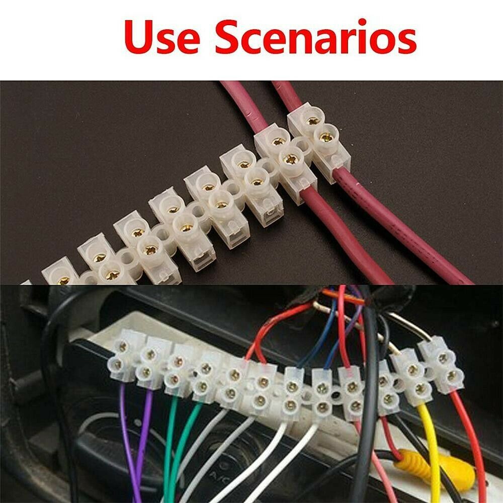 Dual Row 12 Positions Block Screw Barrier Terminal Strip Wire Connector Terminal