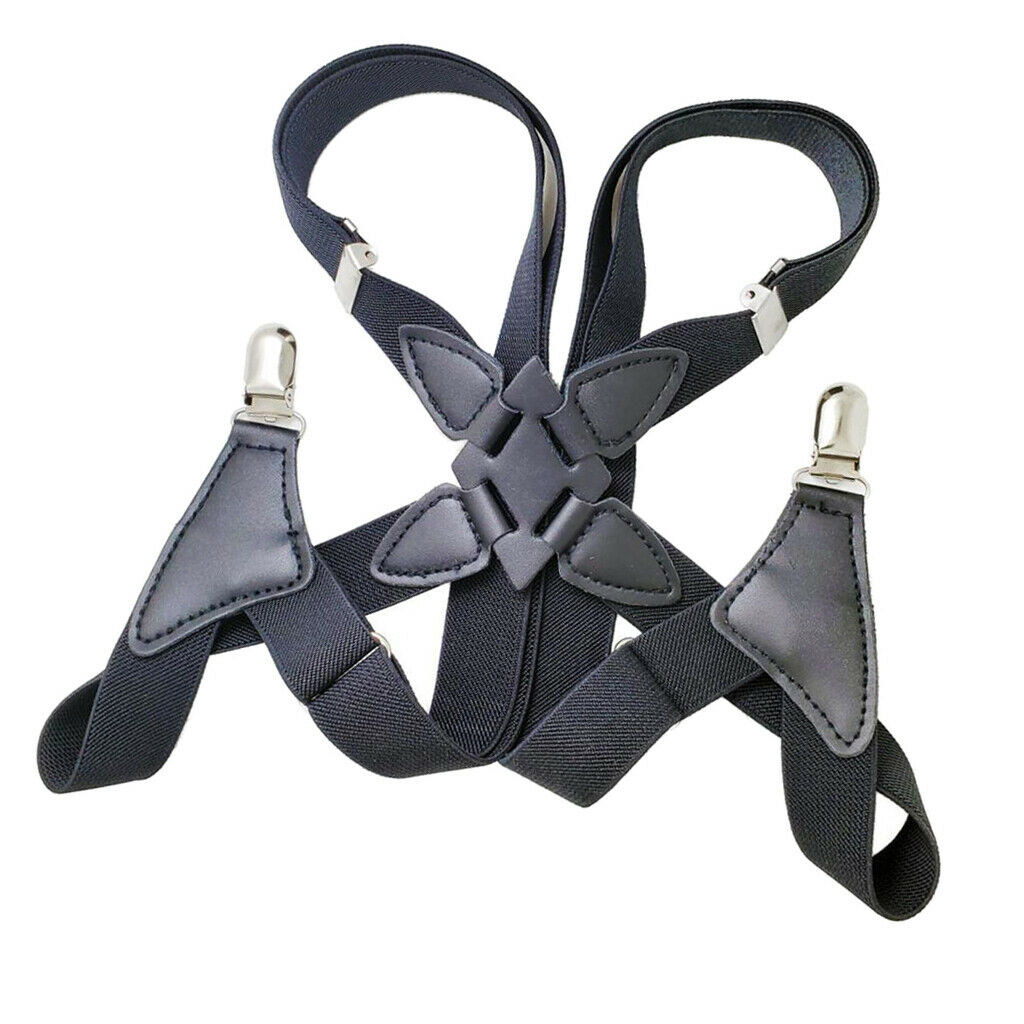 Mens Undergarment Suspenders X Back Side-clip Style with Premium 2 Clips