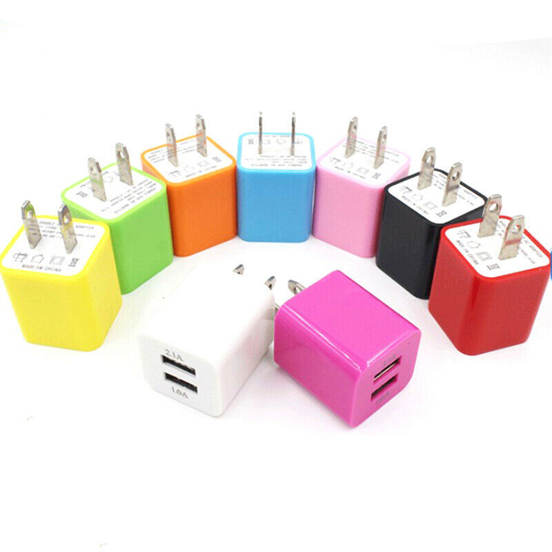 Color 2 Ports USB Output 5V Wall Charger Plug Travel Power Adapter Phone