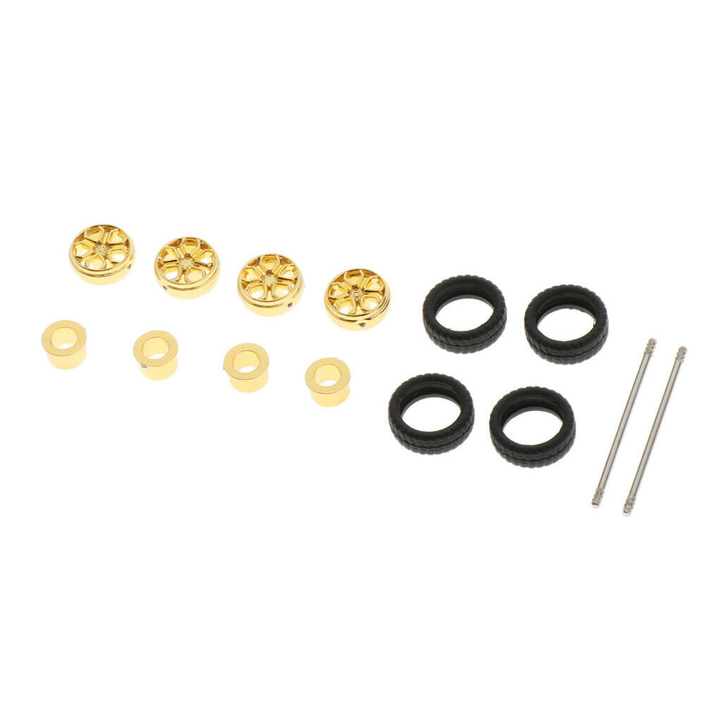 12pc 1:64 Wheels Rims Hub w/ Brake Rubber Tires for Tomica Car Kids Toys