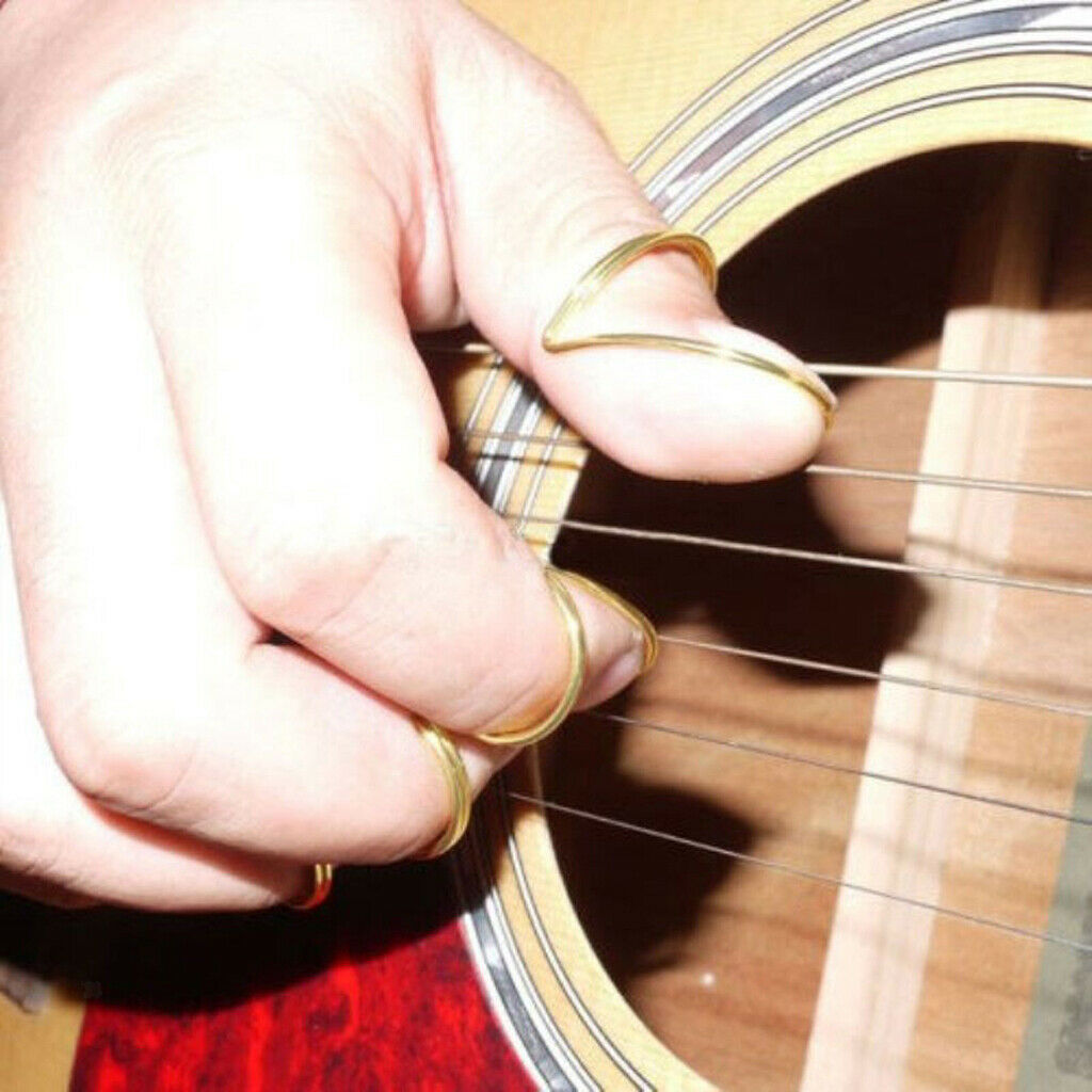 Portable 4PCS Of Pack Golden Guitar Finger Picks Plectrum Protector