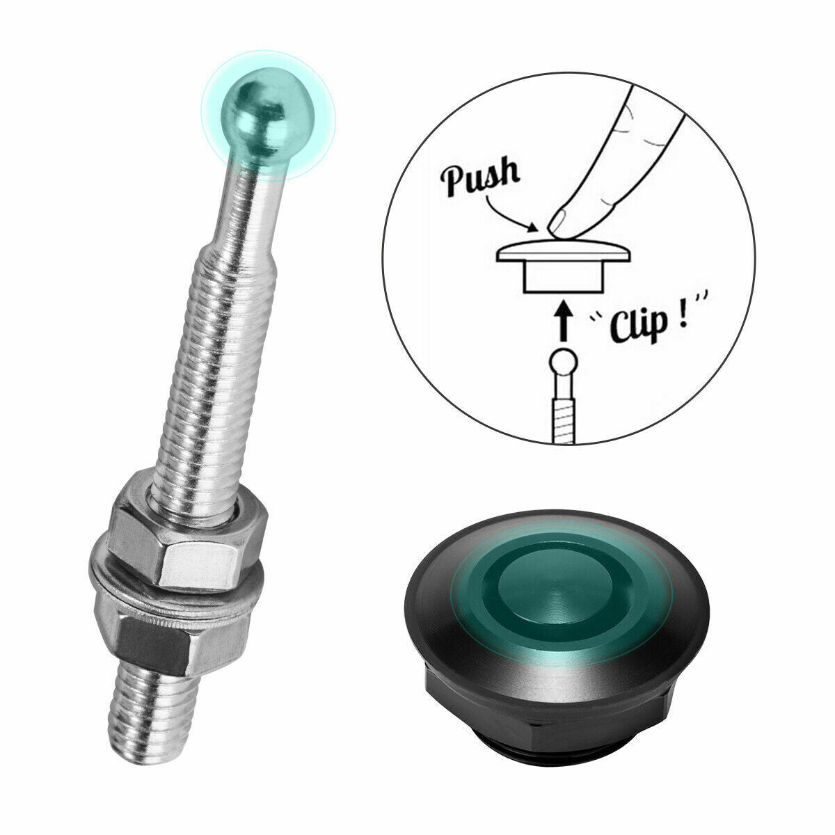 2PCS Bumper Latch Kit Push Button Quick Release Hood Bonnet Pins Lock Clip