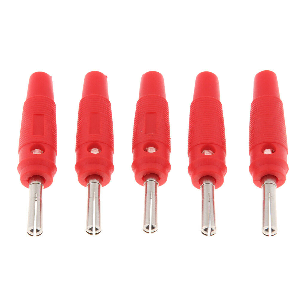 5Pieces 4mm Wire Audio Speaker Cable Banana Plug Connectors Adapter red