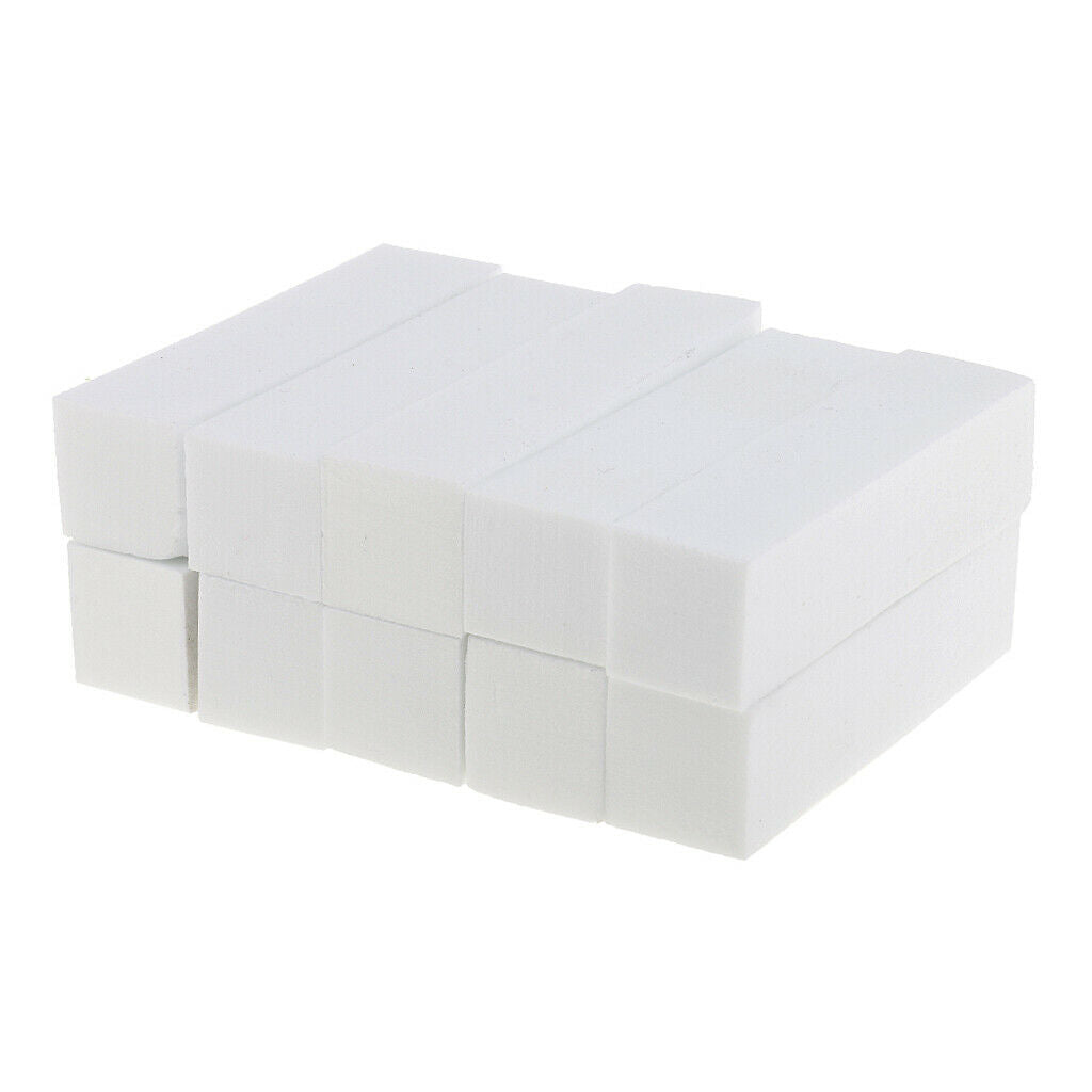 10Pcs 4-Way Nail Polish Sponge Buffer Block UV Nails Files Tools White