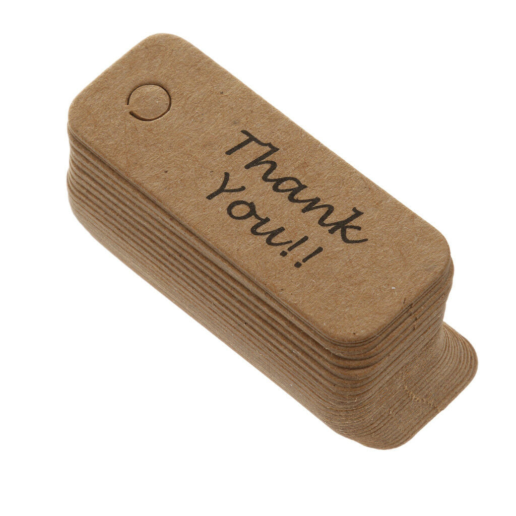 100pcs Thank You Christmas Kraft Paper Gift Tags Labels Hanging Cards Brown