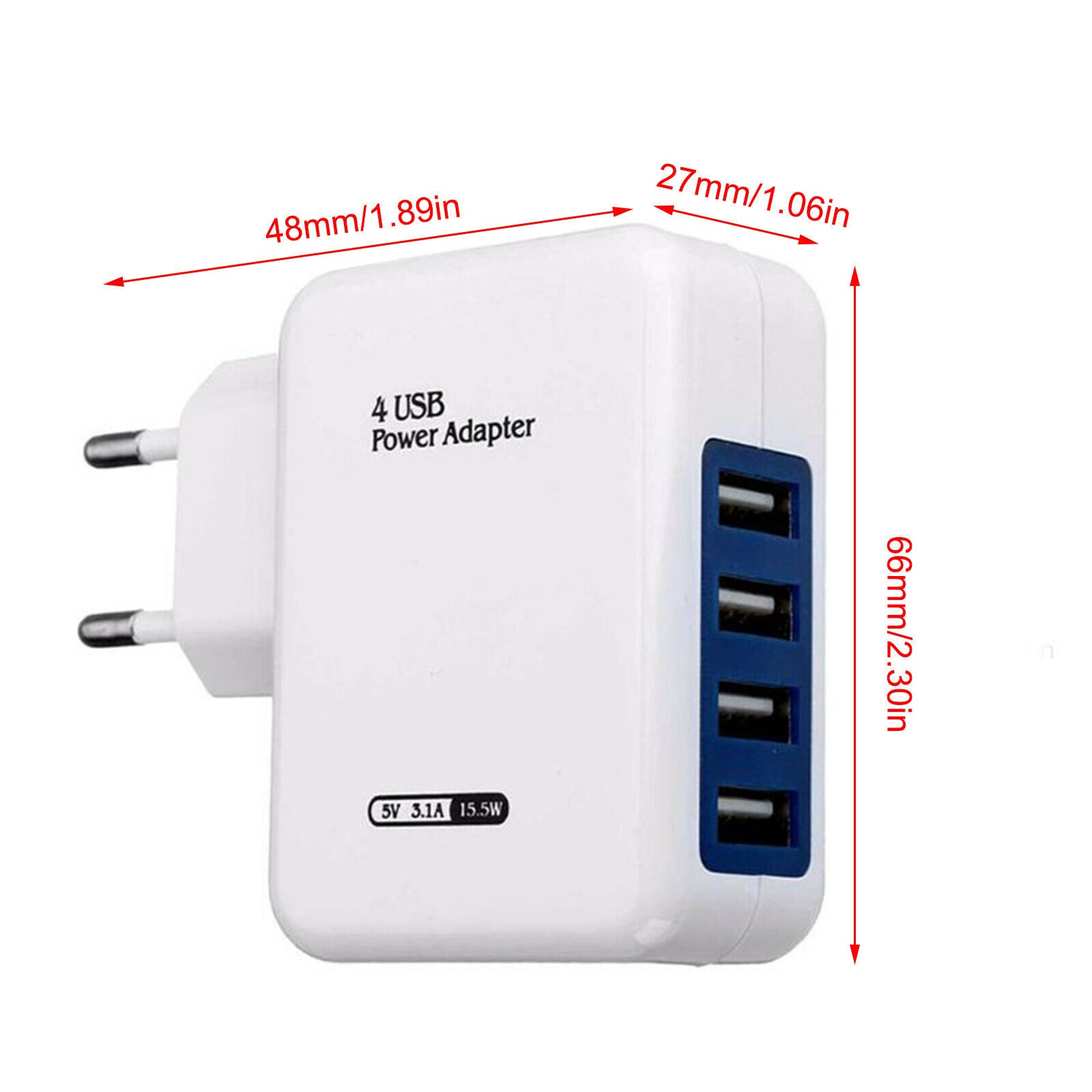 4 USB Port Fast Charger Wall Wall Plug Travel Power Adapter Charging EU Plug