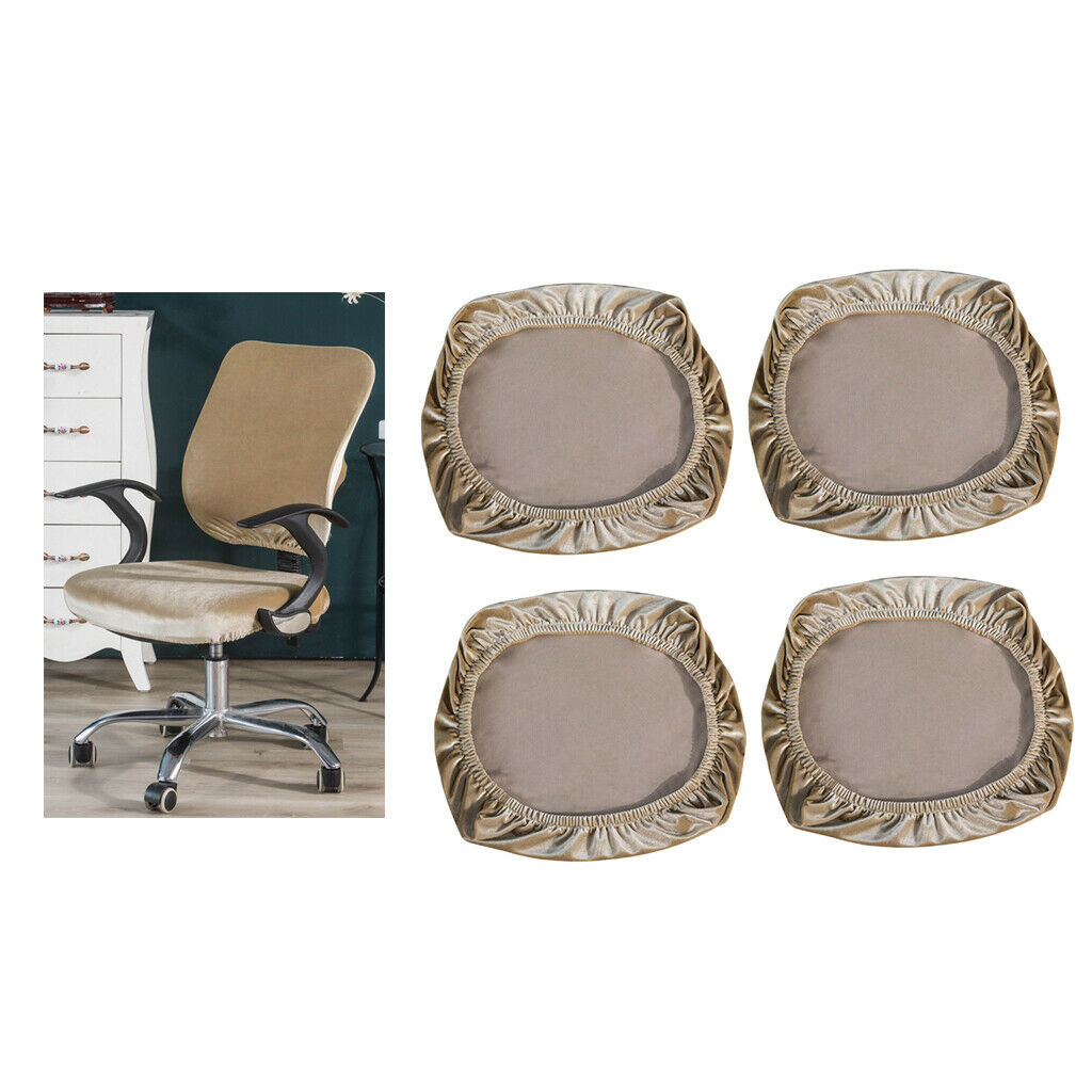 4x Stretch Velvet Chair Covers Seating Universal Soft Cushion Decor Khaki