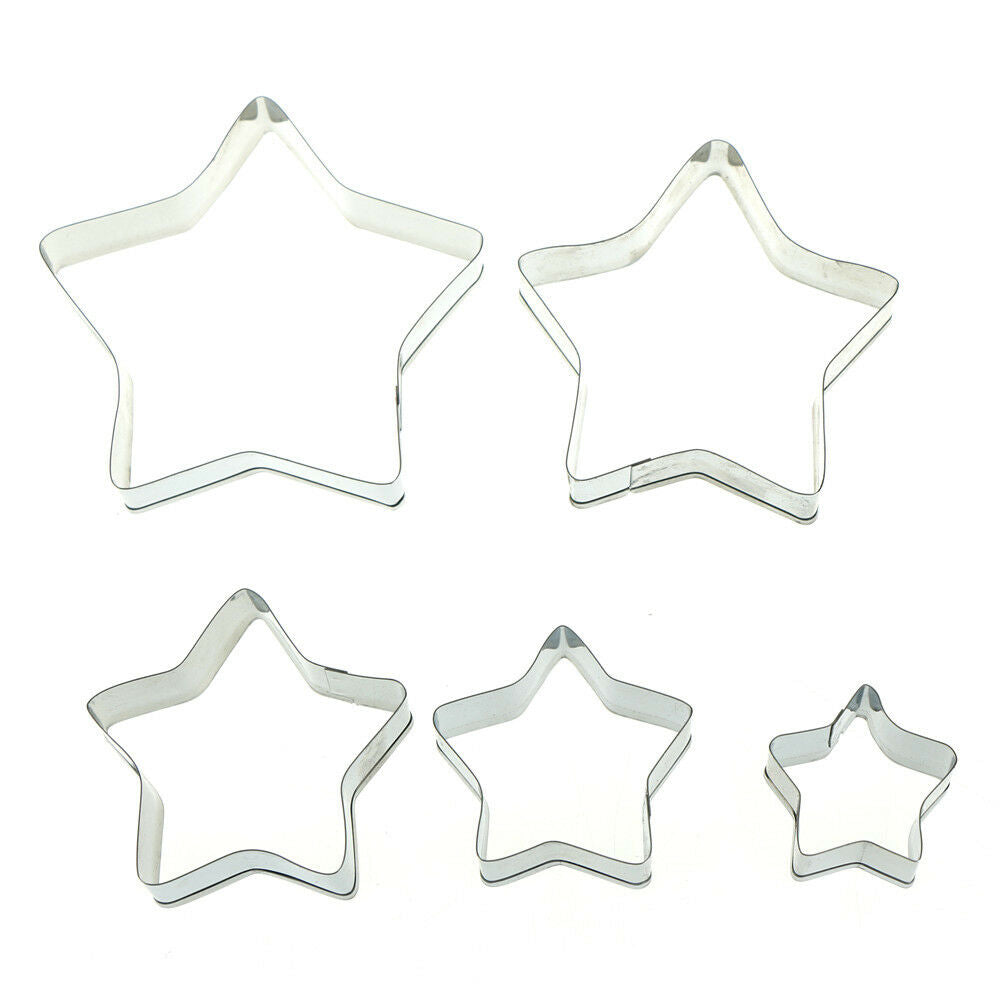 5pcs five-pointed star stainless steel cookie cutter cake biscuit diy moul.l8
