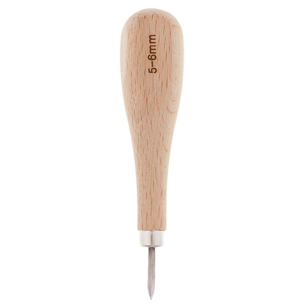 Professional 3 Pcs / Set Leather Tool Wooden Handle Steel Awl for