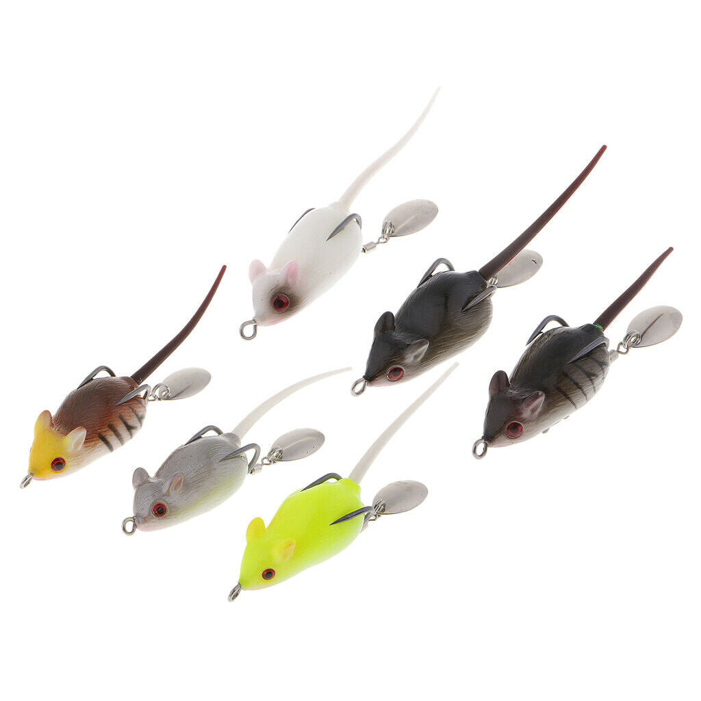 Set of 6 Mouse Fishing Lure Mice Bait Topwater Rat Lure Weedless Mouse Lure