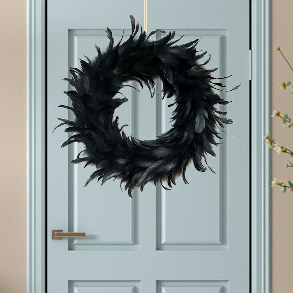 Cocktail Feather Wreath Round Halloween Wreath Indoor Outdoor Ornament