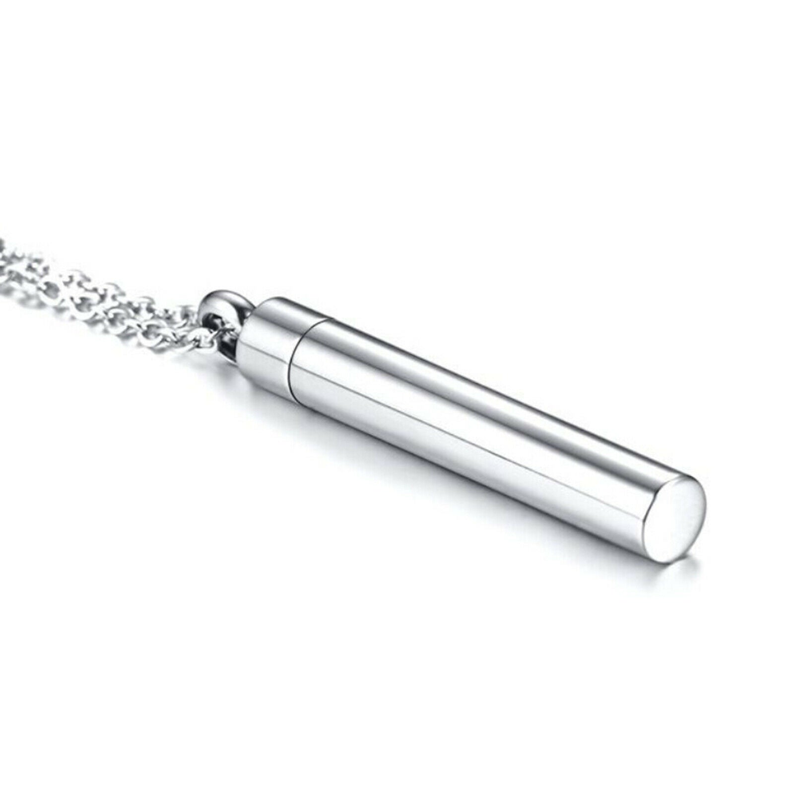 Cremation Keepsake Memorial Urn Necklace Cylinder Pet Ash Holder Pendant