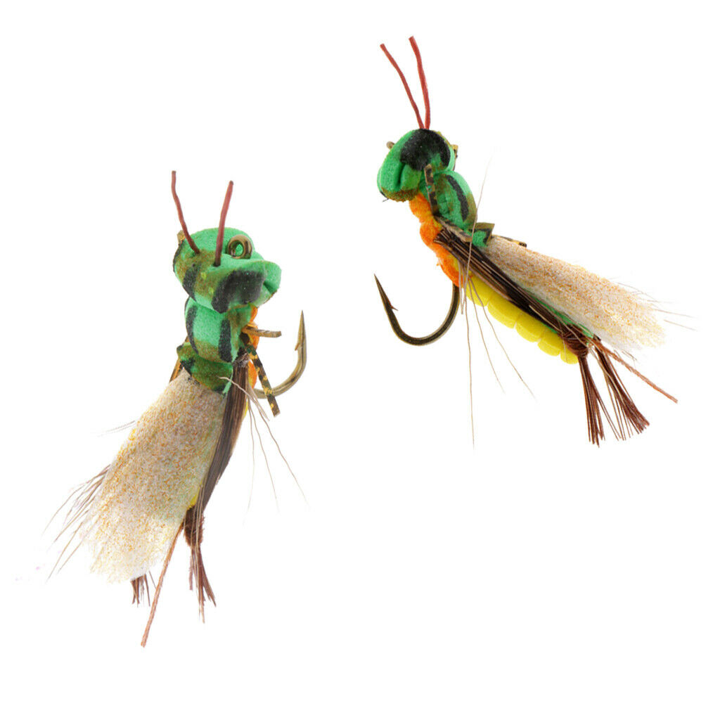 2pcs Grasshopper Floating Fly Bait Dry Fly Fishing
