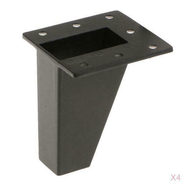 4x Metal Sofa Leg Ottoman Desk Table Feet Plinth Accessories H: 8cm Black
