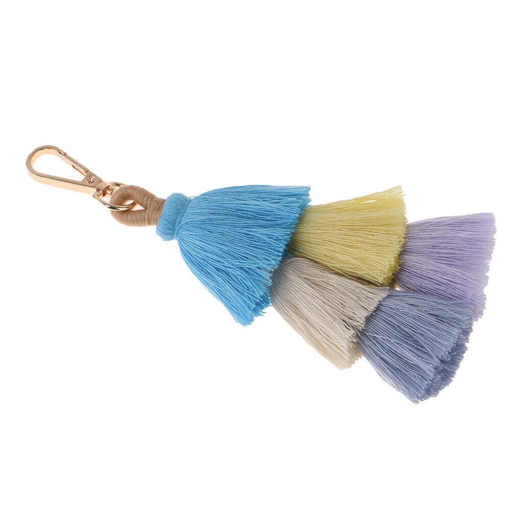 Handmade Polyester Tassel Keychain Pendant Boho Style Bag
