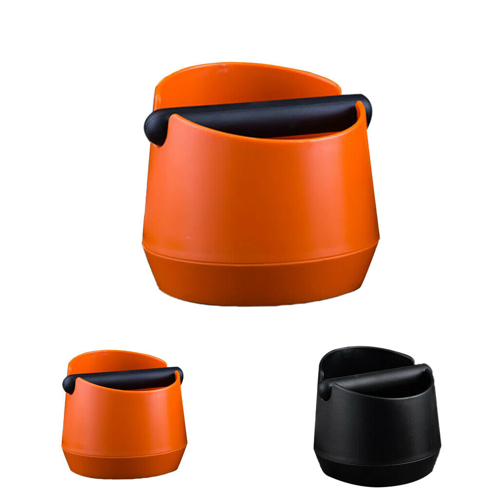 Coffee Knock Box with Handle Bucket Espresso Grinds Tamper Waste Bin Orange