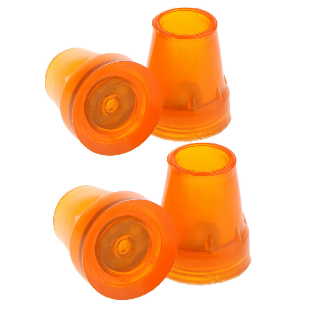 4Pcs 7/8" Anti-slip Self-Standing Rubber Canes Tips Wear Resistant Orange