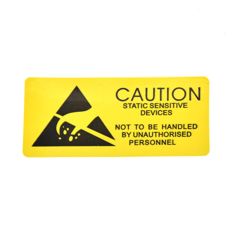 100 Pcs Yellow Anti-Static Label Stickers Static Sensitive Devices 5.5cmx2.5cm