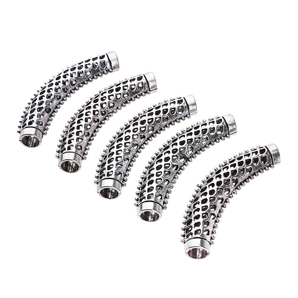 5Pcs Dreadlock Beads Braiding Jewelry Tubes Hair Pendants Ring Cuff 06