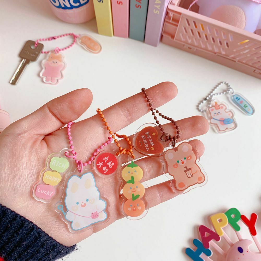 New Cute Japanese Girlish Heart Acrylic Pendant Key Ring Key Chain Key Buckle
