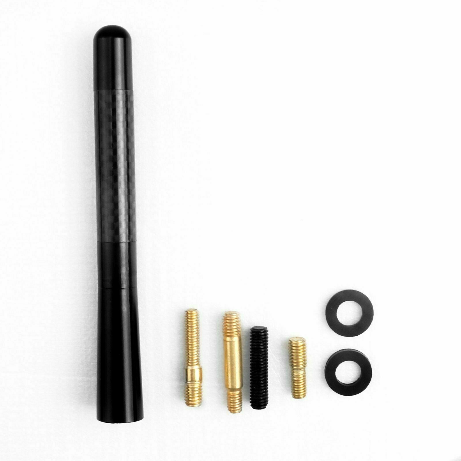 4.7" Car Carbon Fiber Aluminum Screw Radio Black Short Antenna Aerial Universal