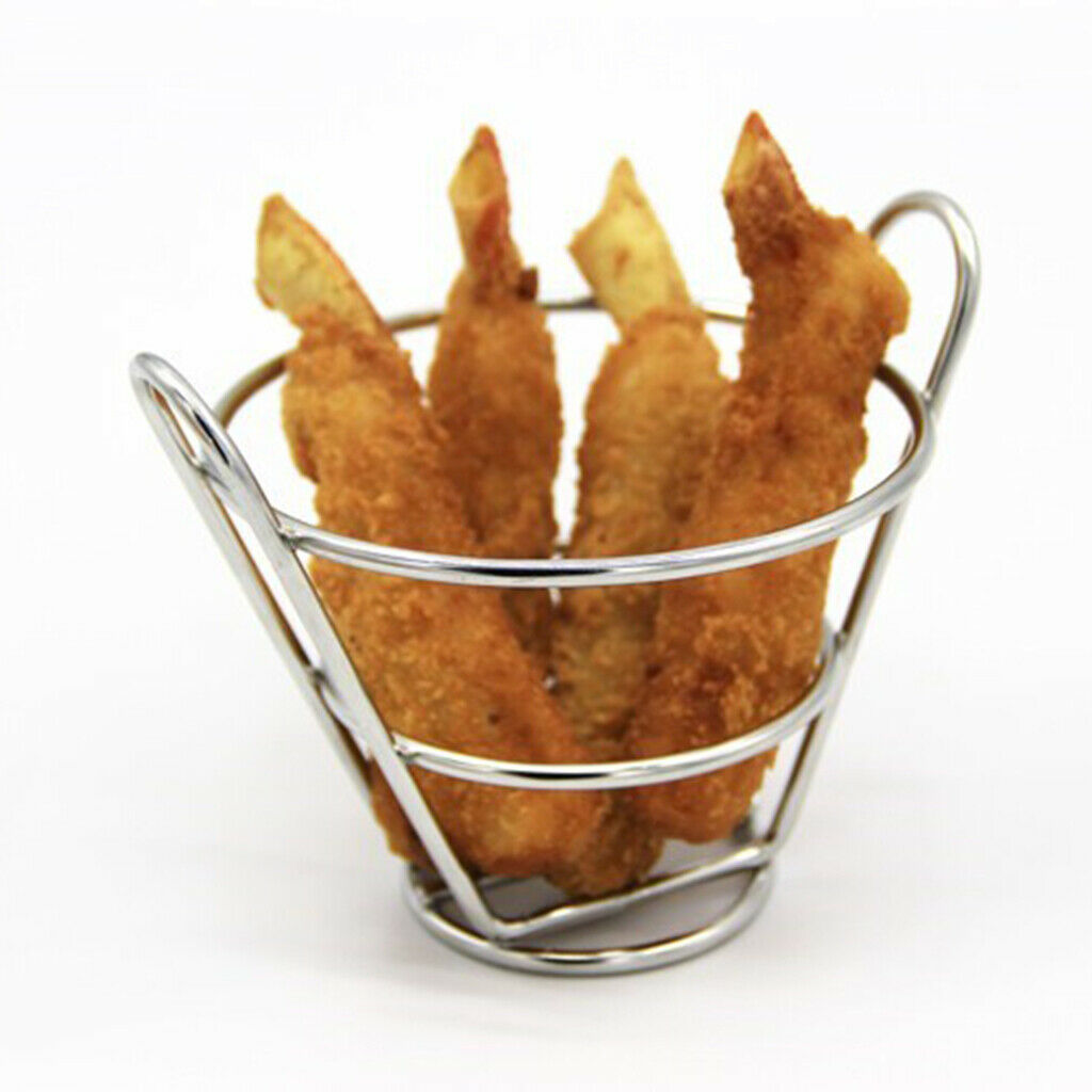 Chip Baskets Snack Holder Cone Stand Fries Serving Basket Stainless Kitchen