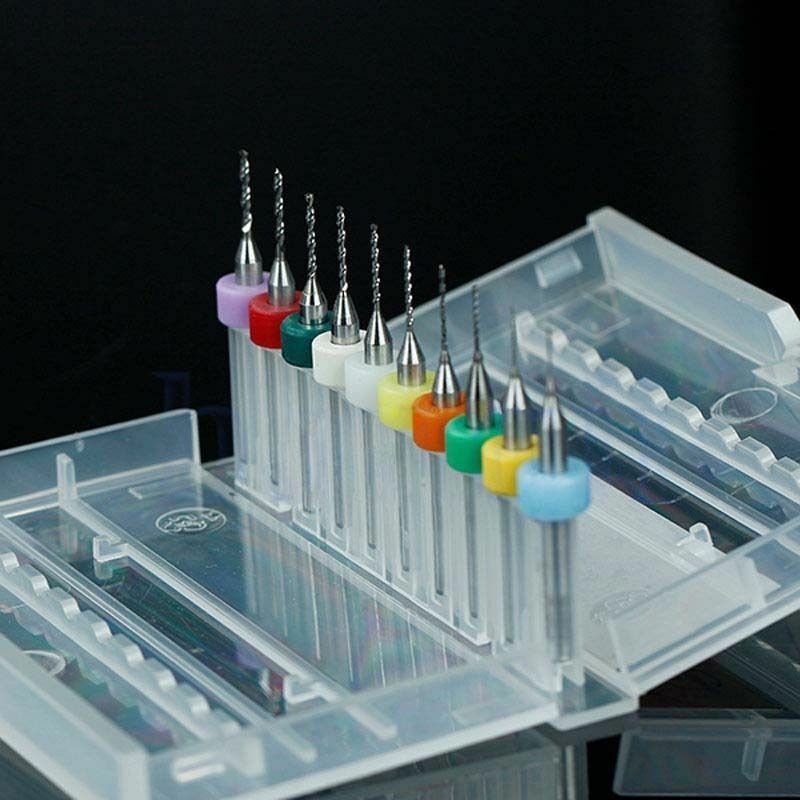 10pcs PCB Print Circuit Board Carbide Micro Drill Bits Tools 0.3mm to 1.2 mm Kit
