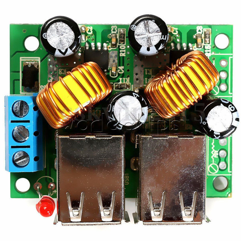 DC 12V 24V 40V to 5V 5A Converter 4-USB Port Step-down Power Supply Buck Module