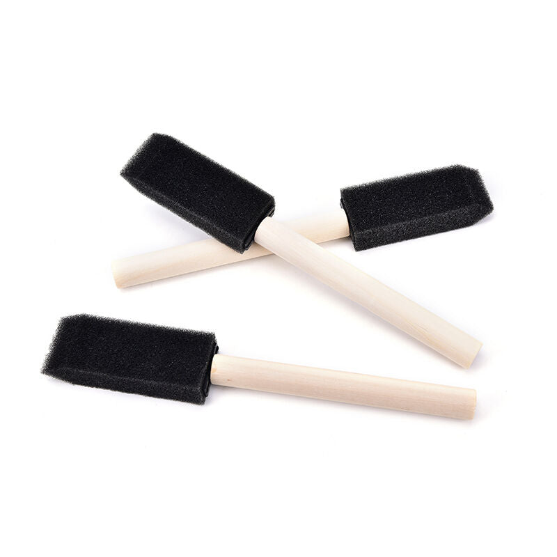 10X 1'' Foam Sponge Brushes Wooden Handle  Painting Drawing Craft Draw PJ.l8