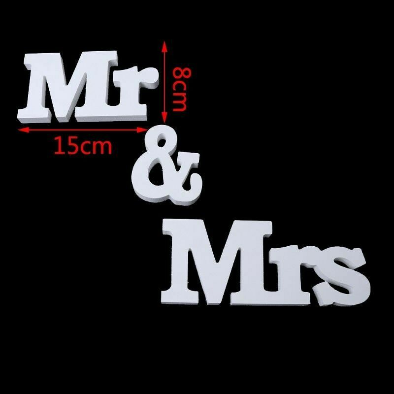 White Mr and Mrs Letters Sign Wooden Standing Top Table Wedding Decoration